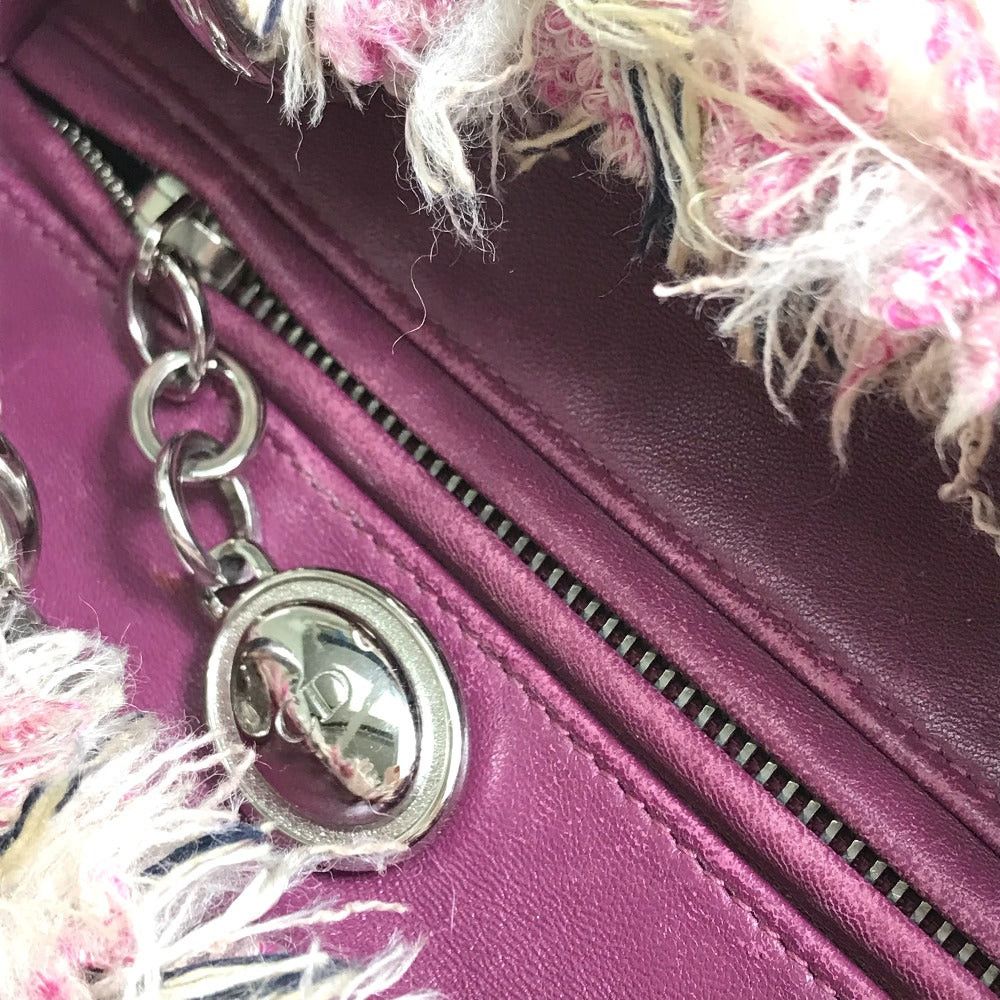 Dior Limited To Ginza Le Rose Bonheur (Happy Rose) Lady Ladydior Briefcase 2 Way Bag Shoulder Handbag Tweed Women Pink×Purple×White