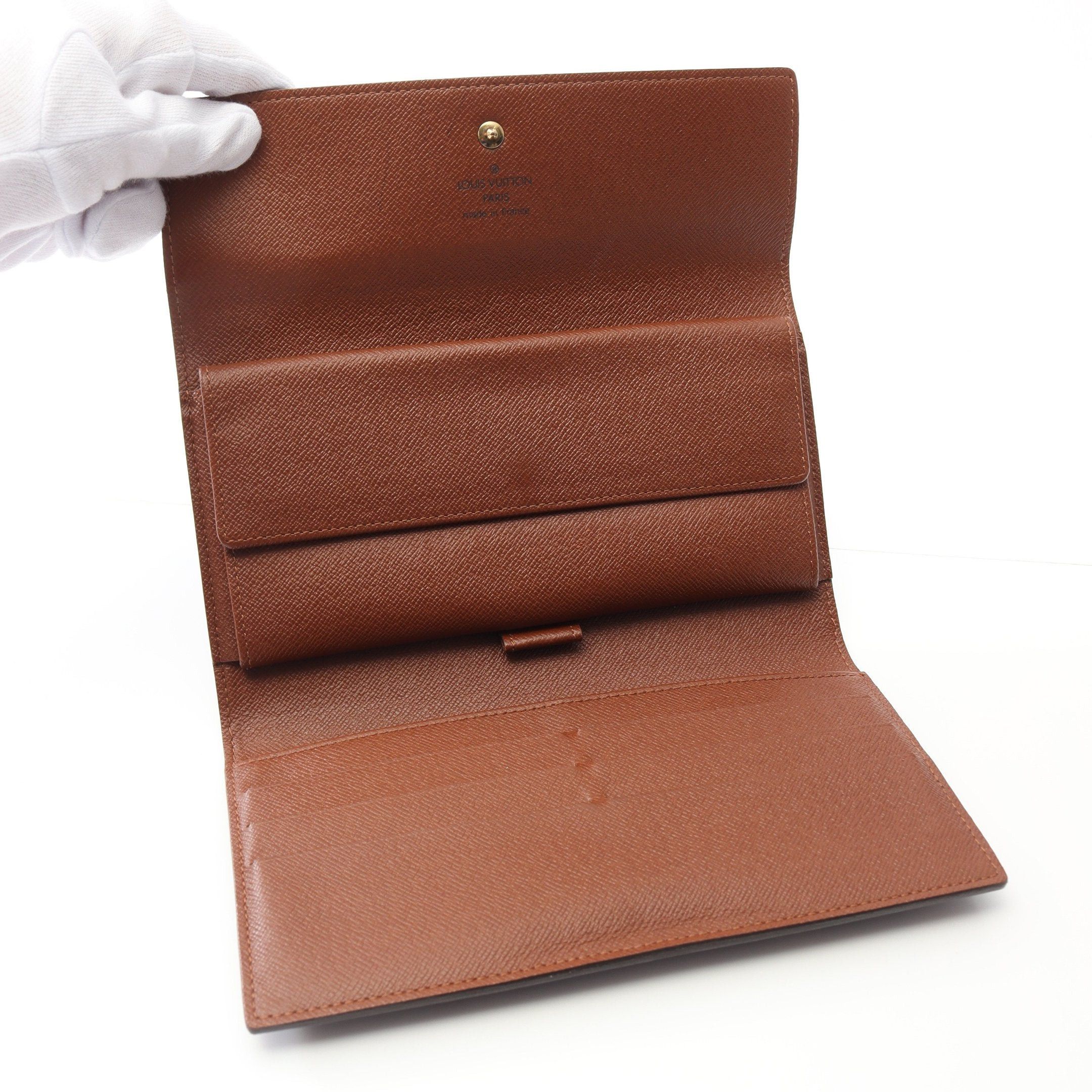 Louis Vuitton Louis Vuitton Porto Tresor International Monogram Trifold Long Wallet Leather Brown Size ONE SIZE - 3 Thumbnail