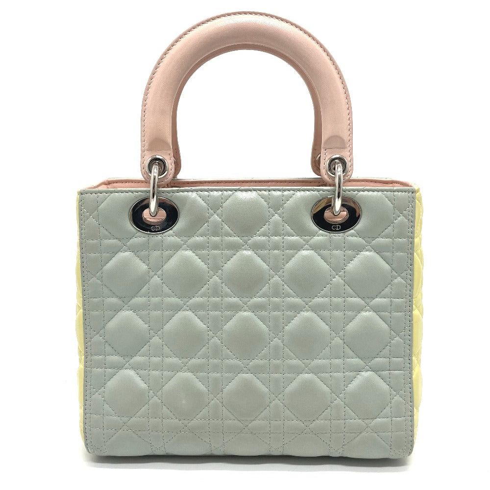 Dior Dior Canape Lady Ladydior Briefcase 2 Way Bag Shoulder Handbag Leather Women Blue×Yellow×Pink Size ONE SIZE - 2 Thumbnail