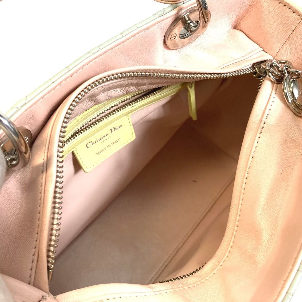 Dior Dior Canape Lady Ladydior Briefcase 2 Way Bag Shoulder Handbag Leather Women Blue×Yellow×Pink Size ONE SIZE - 8 Thumbnail