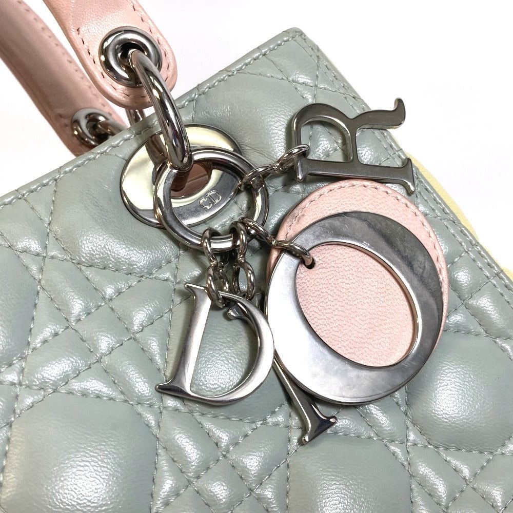 Dior Dior Canape Lady Ladydior Briefcase 2 Way Bag Shoulder Handbag Leather Women Blue×Yellow×Pink Size ONE SIZE - 7 Thumbnail