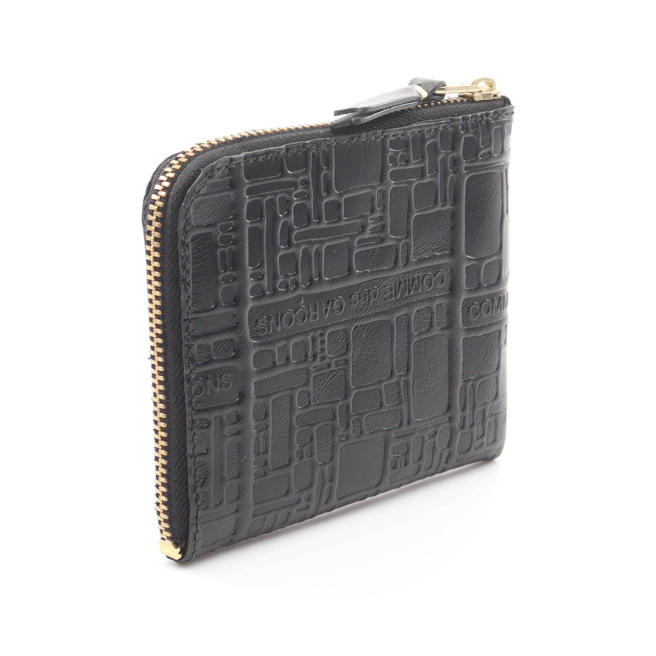 Comme des Garcons Comme Des Garcons Embossed Logotype L-Shaped Zipper Wallet Coin Purse Leather Black Size ONE SIZE - 2 Thumbnail