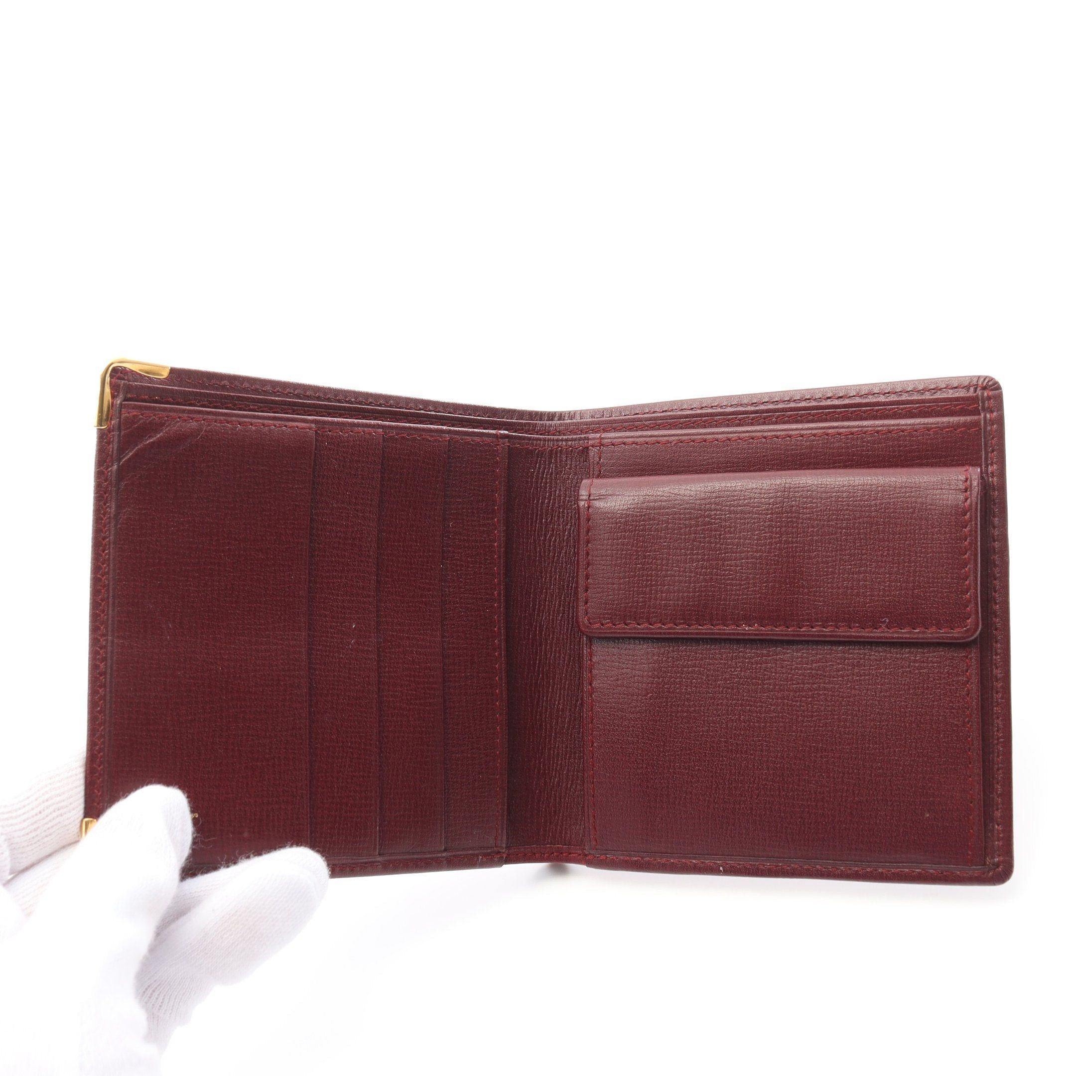 Cartier Cartier Mast Line Bi-Fold Wallet Leather Bordeaux Size ONE SIZE - 3 Thumbnail