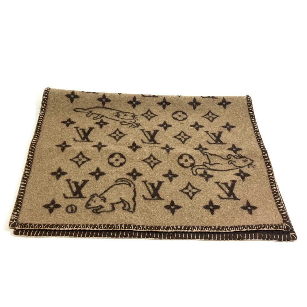 Louis Vuitton Louis Vuitton Mp2260 Cuverture Small Catgram Interior Blanket Cat Wool/Cashmere Unisex Brown Size ONE SIZE - 6 Thumbnail