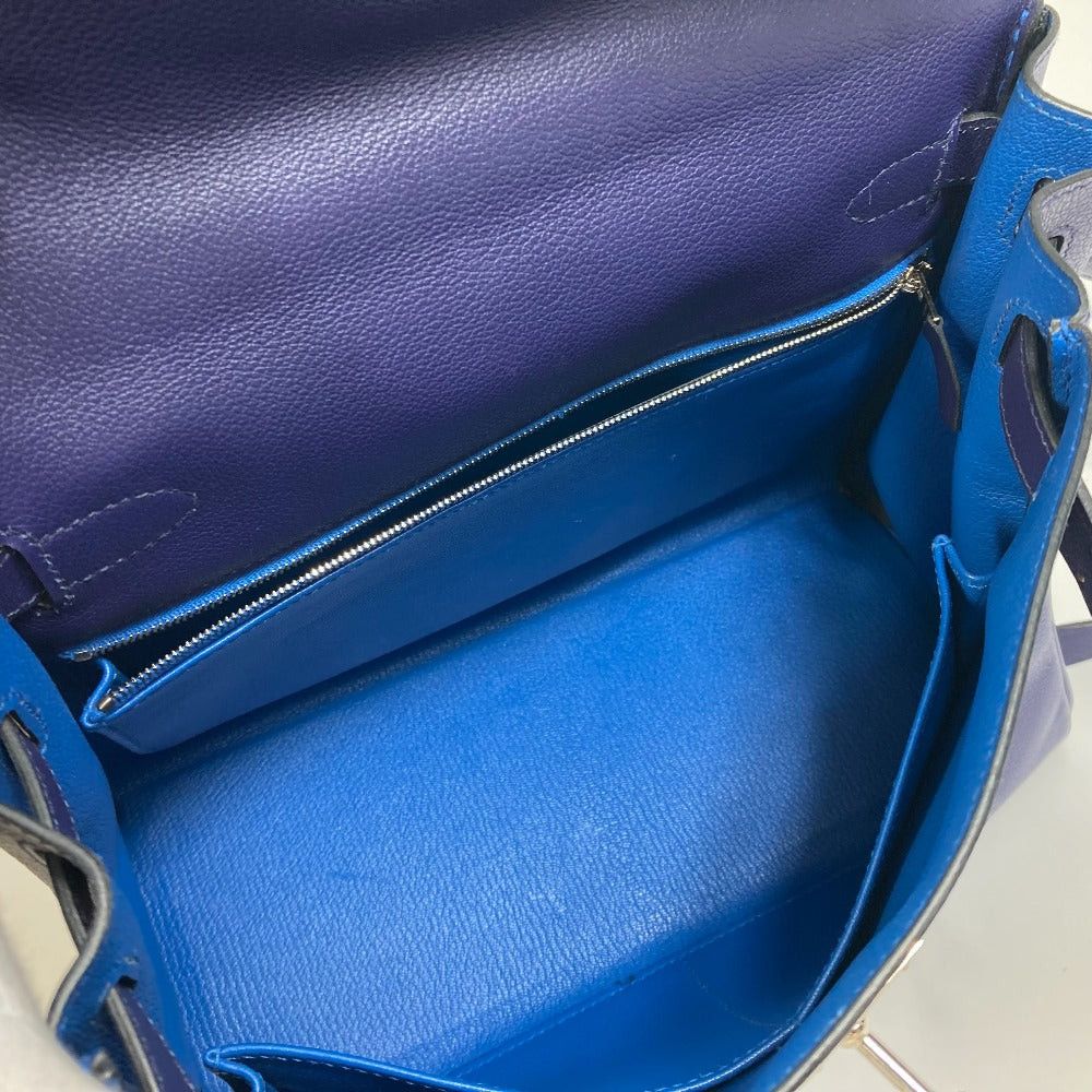 Hermes Hermes Kelly Verso 28 Inside Seam Briefcase 2 Way Bag Shoulder Handbag Evercolor Women Blue Ankle/Blue Jellyfish Silver Fittings Size ONE SIZE - 10 Thumbnail