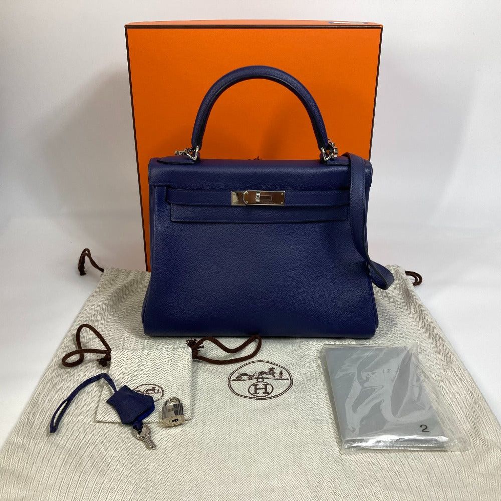 Hermes Hermes Kelly Verso 28 Inside Seam Briefcase 2 Way Bag Shoulder Handbag Evercolor Women Blue Ankle/Blue Jellyfish Silver Fittings Size ONE SIZE - 17 Thumbnail