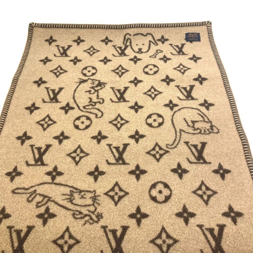 Louis Vuitton Louis Vuitton Mp2260 Blanket Interior Cuverture Small Catgram Cat Animal Wool Women Brown Size ONE SIZE - 3 Thumbnail