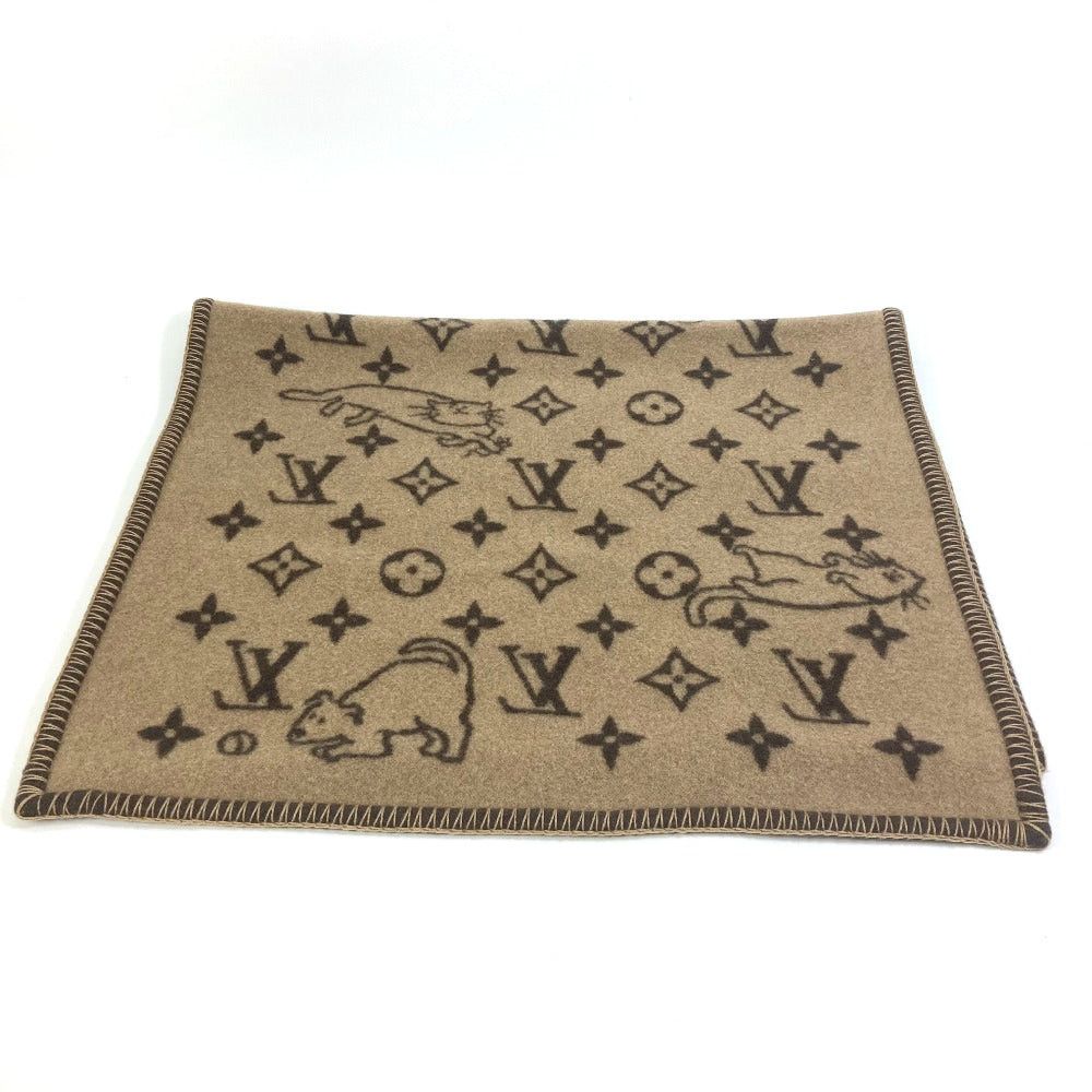 Louis Vuitton Louis Vuitton Mp2260 Blanket Interior Cuverture Small Catgram Cat Animal Wool Women Brown Size ONE SIZE - 4 Thumbnail