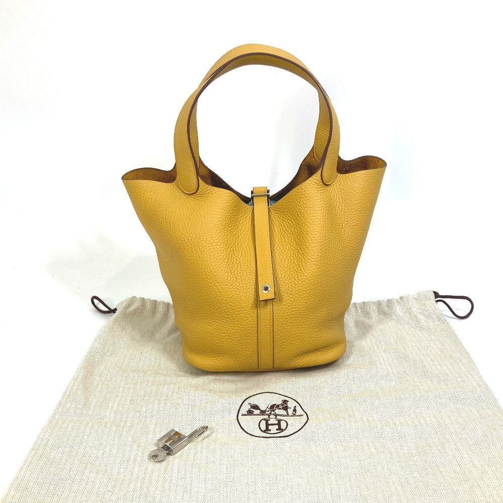 Hermes Hermes Picotin Rock Mm 22 Briefcase Tote Bag Handbag Trillon Clemence Women Jeanne Ambre X Silver Hardware Yellow Size ONE SIZE - 13 Thumbnail