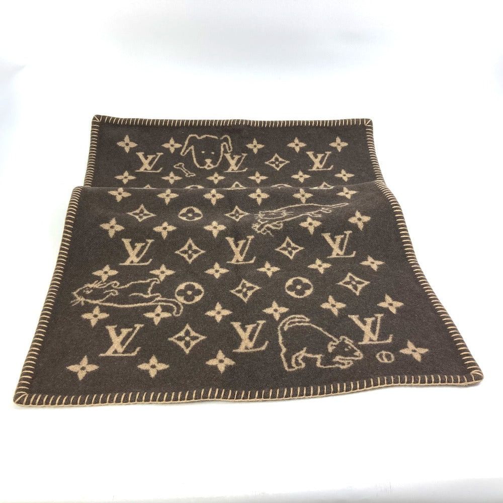 Louis Vuitton Louis Vuitton Mp2260 Blanket Interior Cuverture Small Catgram Cat Animal Wool Women Brown Size ONE SIZE - 2 Thumbnail
