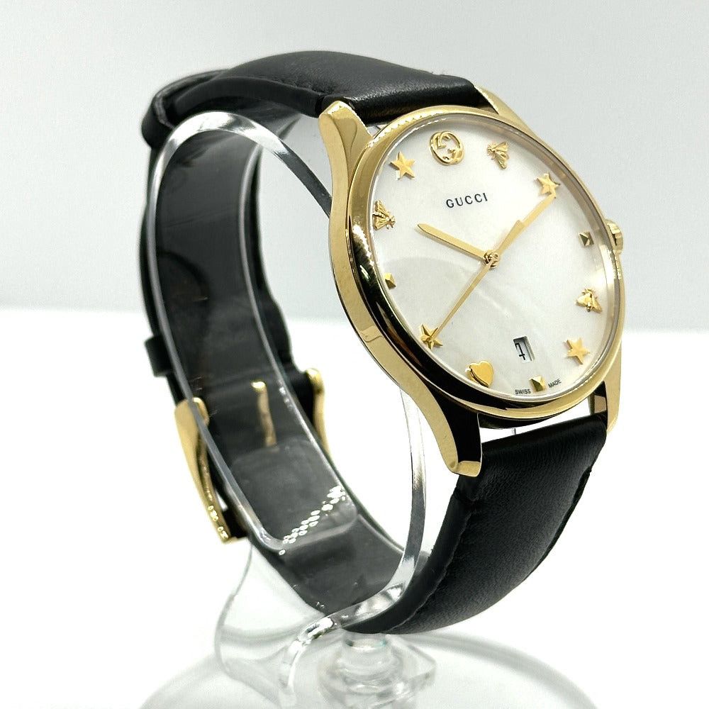 Gucci Gucci Watch (Timepiece) Mother-Of-Pearl Quartz Date Wristwatch Ss Women Gold Size ONE SIZE - 3 Thumbnail