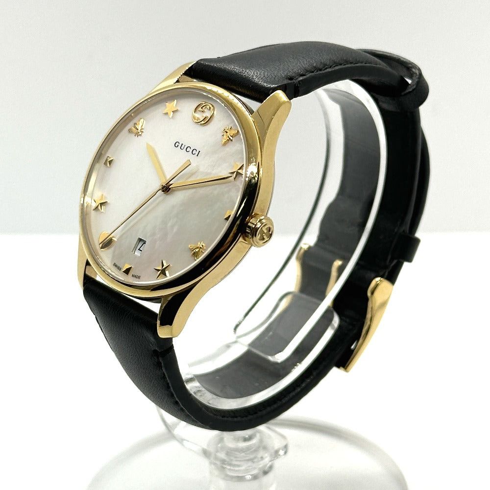 Gucci Gucci Watch (Timepiece) Mother-Of-Pearl Quartz Date Wristwatch Ss Women Gold Size ONE SIZE - 2 Thumbnail