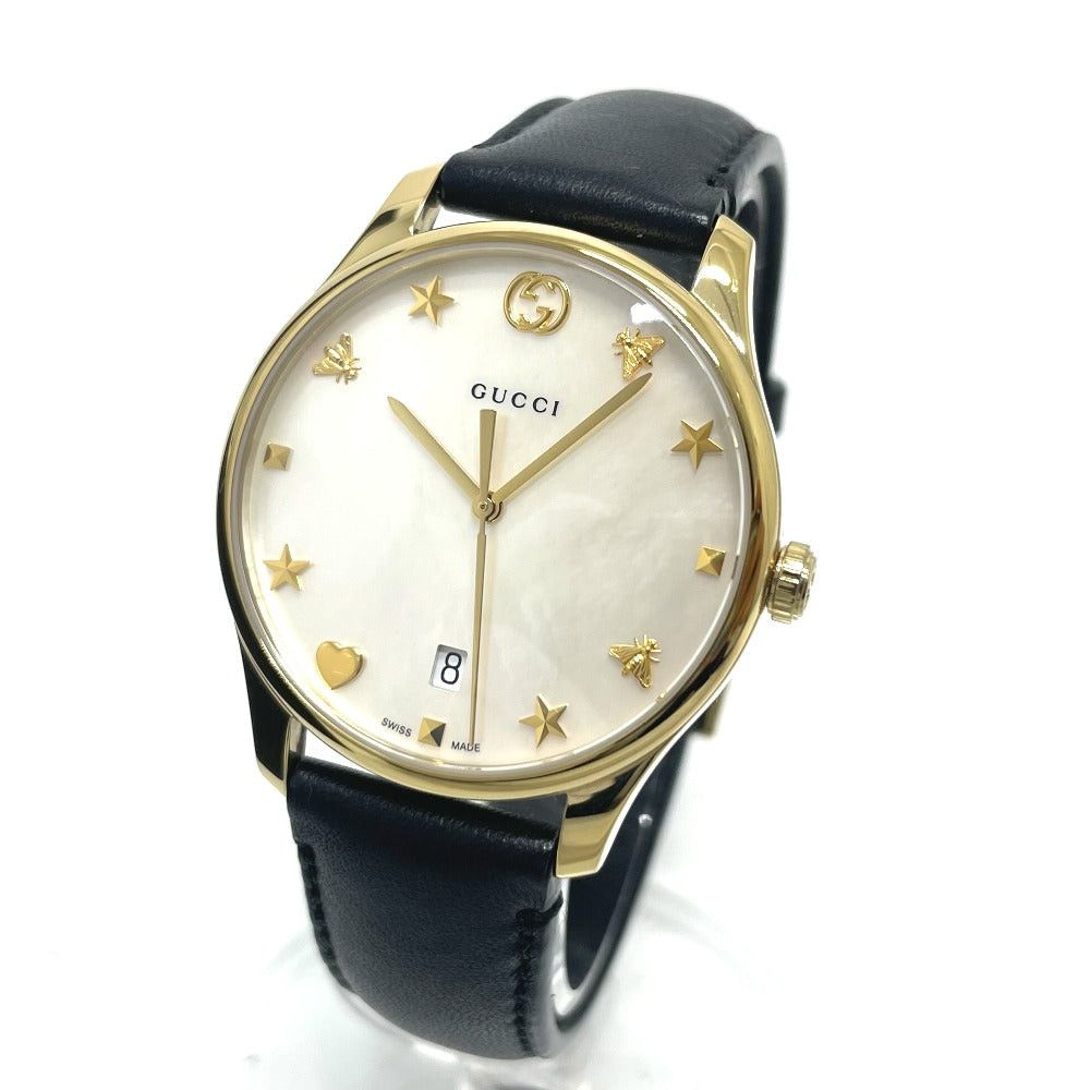 Gucci Gucci Watch (Timepiece) Mother-Of-Pearl Quartz Date Wristwatch Ss Women Gold Size ONE SIZE - 4 Thumbnail