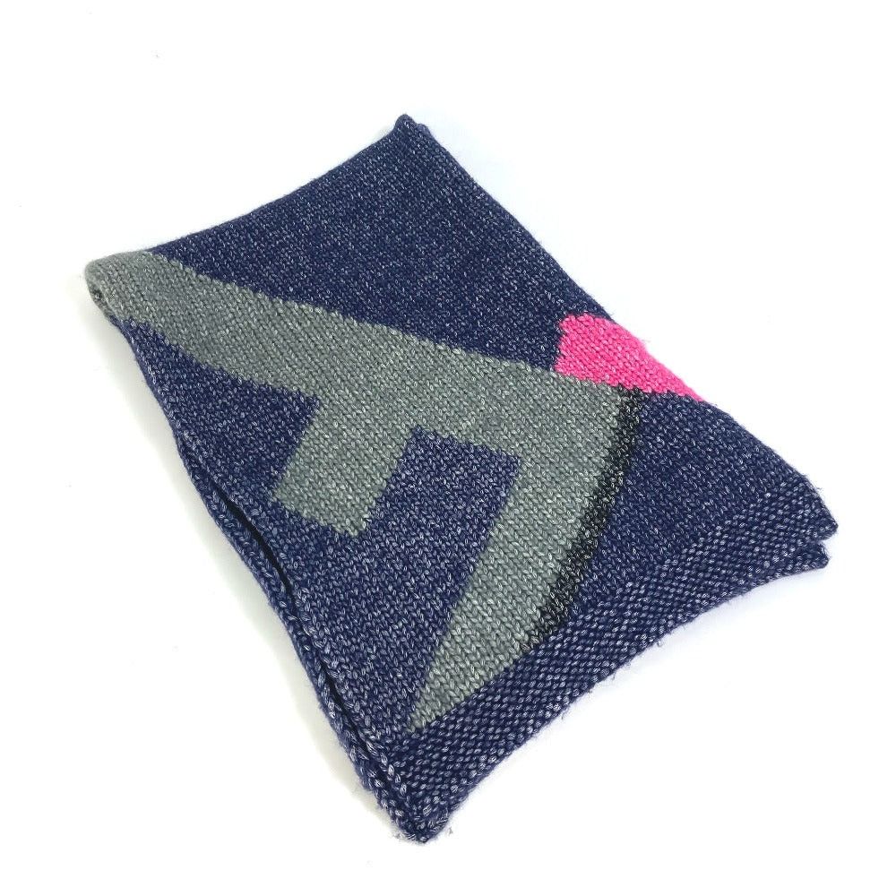 Fendi Fendi F Logo Knit Scarf Wool Women Navy Type Size ONE SIZE - 3 Thumbnail
