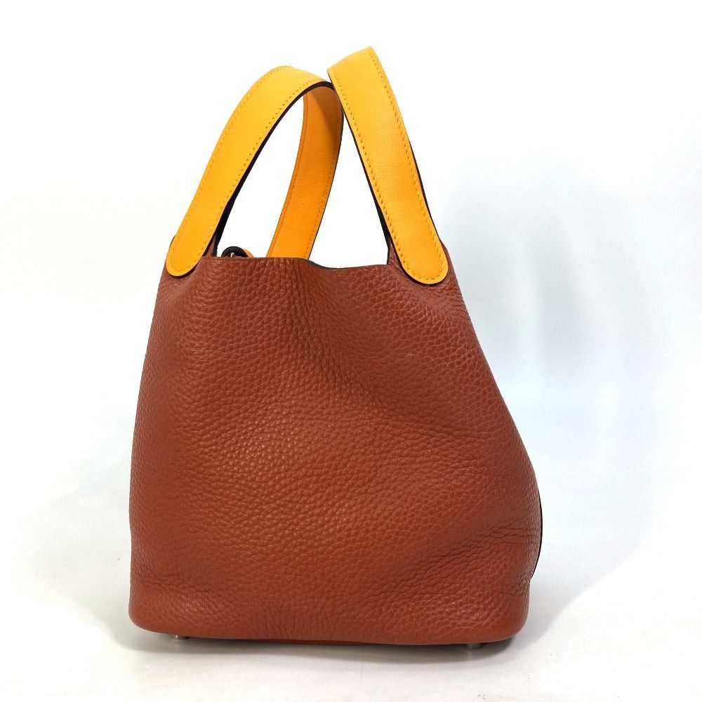 Hermes Hermes Bicolor Picotin Lock Pm 18 Briefcase Tote Bag Handbag Togo Women Brown×Orange Size ONE SIZE - 14 Thumbnail
