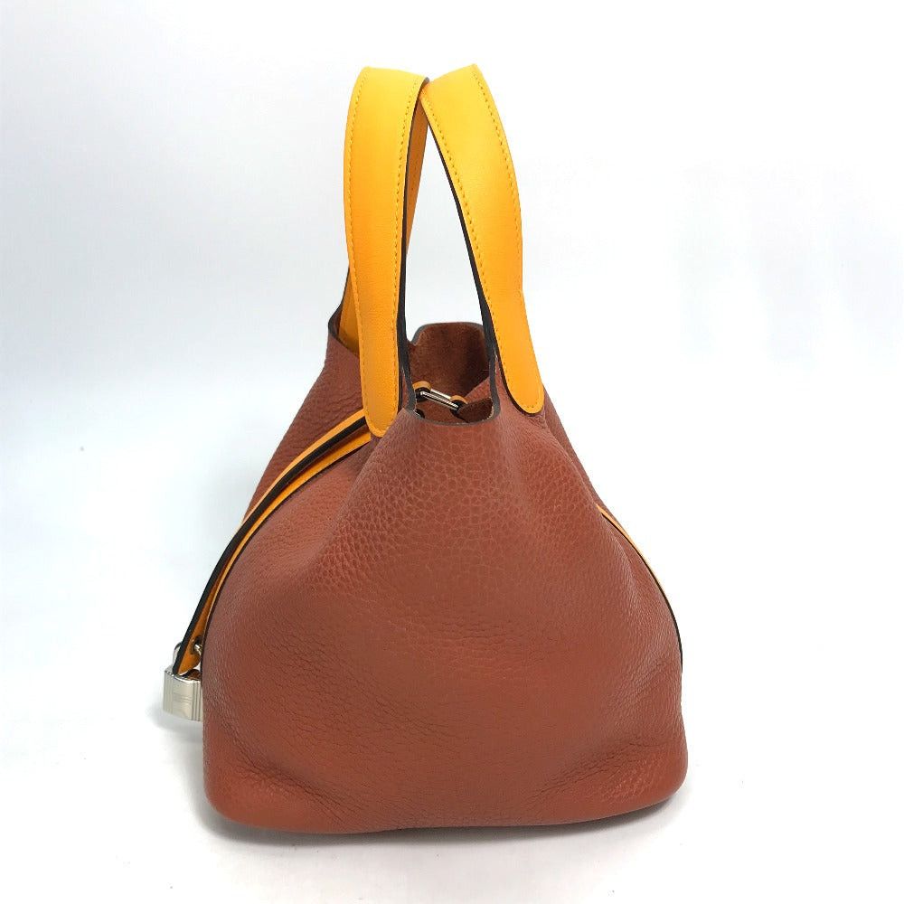 Hermes Hermes Bicolor Picotin Lock Pm 18 Briefcase Tote Bag Handbag Togo Women Brown×Orange Size ONE SIZE - 3 Thumbnail