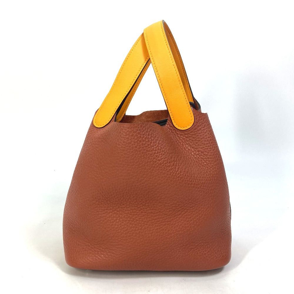 Hermes Hermes Bicolor Picotin Lock Pm 18 Briefcase Tote Bag Handbag Togo Women Brown×Orange Size ONE SIZE - 13 Thumbnail