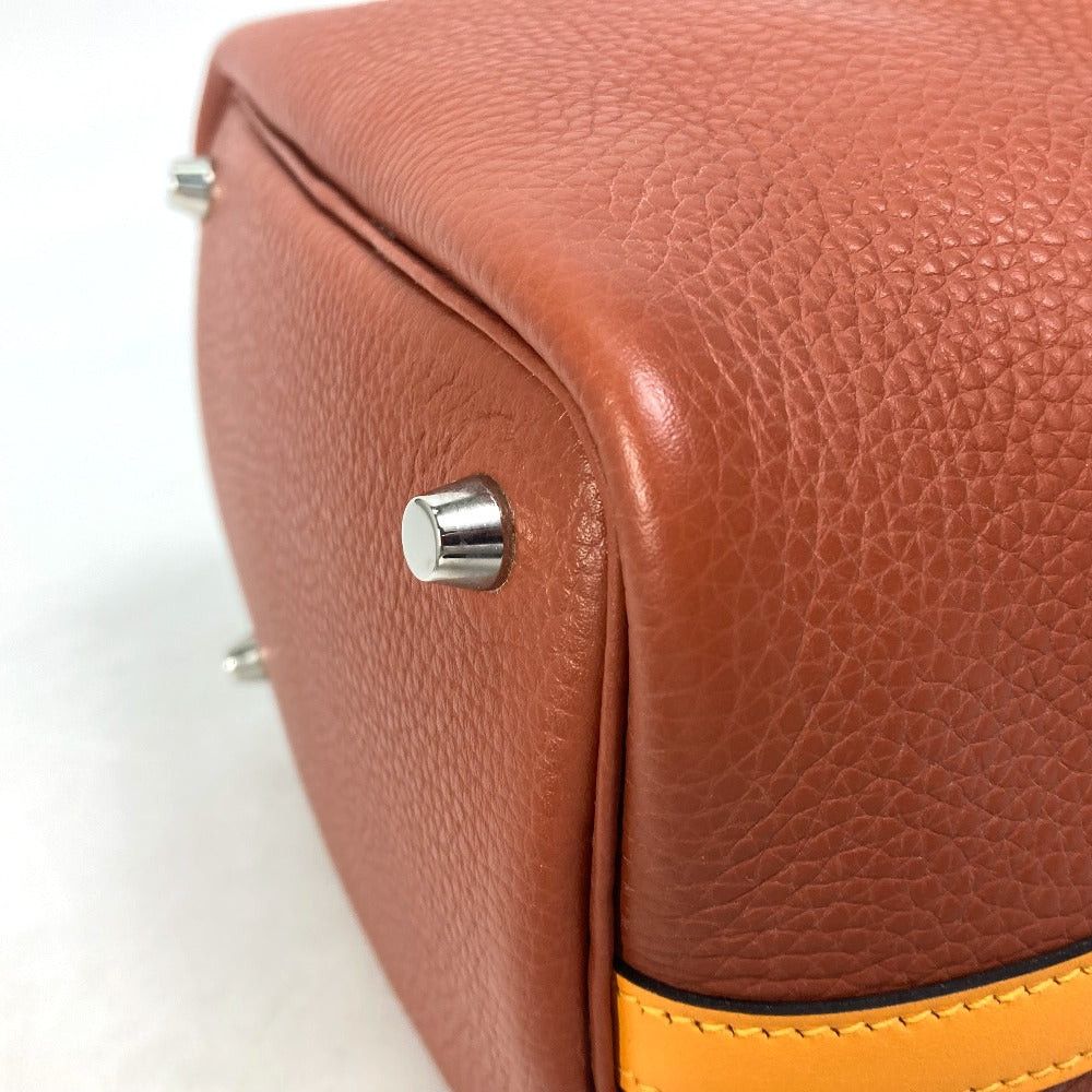 Hermes Hermes Bicolor Picotin Lock Pm 18 Briefcase Tote Bag Handbag Togo Women Brown×Orange Size ONE SIZE - 8 Thumbnail