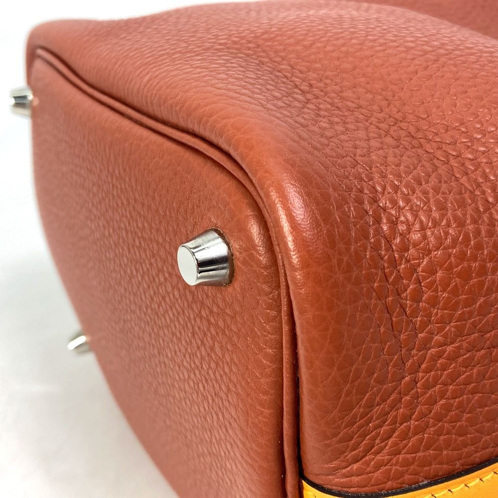 Hermes Hermes Bicolor Picotin Lock Pm 18 Briefcase Tote Bag Handbag Togo Women Brown×Orange Size ONE SIZE - 10 Thumbnail