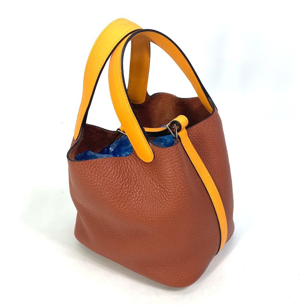 Hermes Hermes Bicolor Picotin Lock Pm 18 Briefcase Tote Bag Handbag Togo Women Brown×Orange Size ONE SIZE - 5 Thumbnail