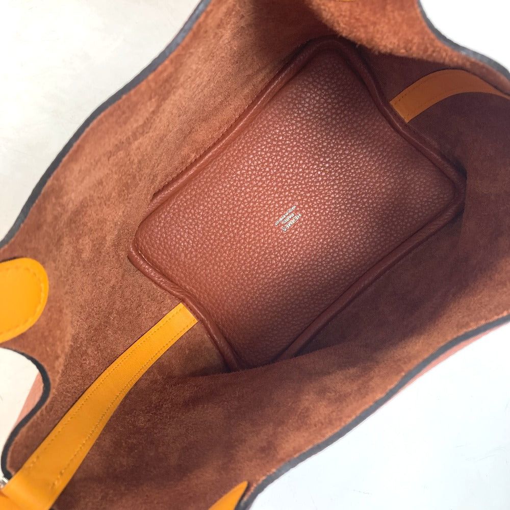 Hermes Hermes Bicolor Picotin Lock Pm 18 Briefcase Tote Bag Handbag Togo Women Brown×Orange Size ONE SIZE - 11 Thumbnail