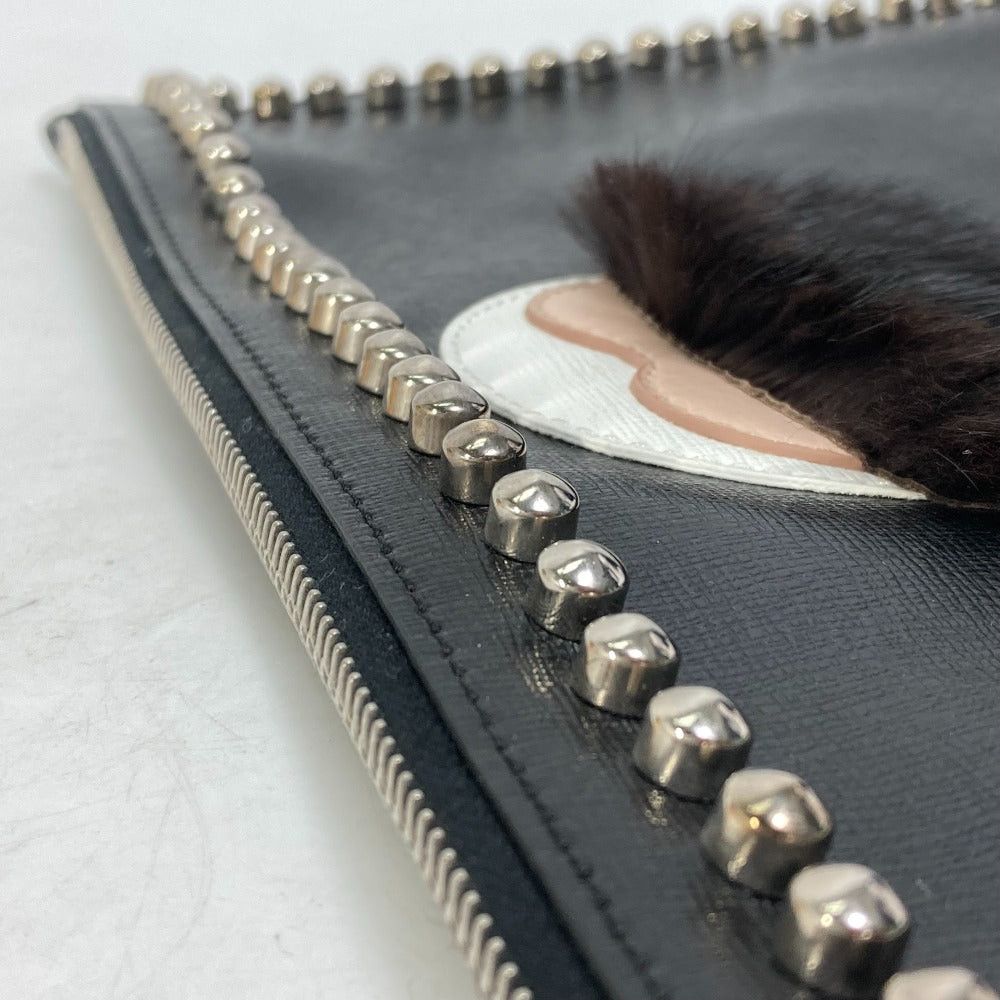 Fendi Fendi Studs Pouch Karl Lagerfeld Carlito Briefcase Clutch Bag Leather Men Black Size ONE SIZE - 9 Thumbnail