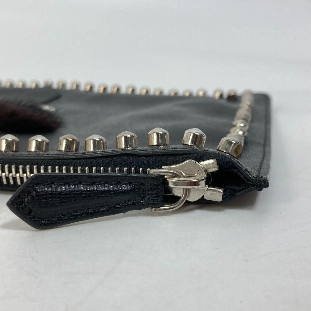 Fendi Fendi Studs Pouch Karl Lagerfeld Carlito Briefcase Clutch Bag Leather Men Black Size ONE SIZE - 4 Thumbnail