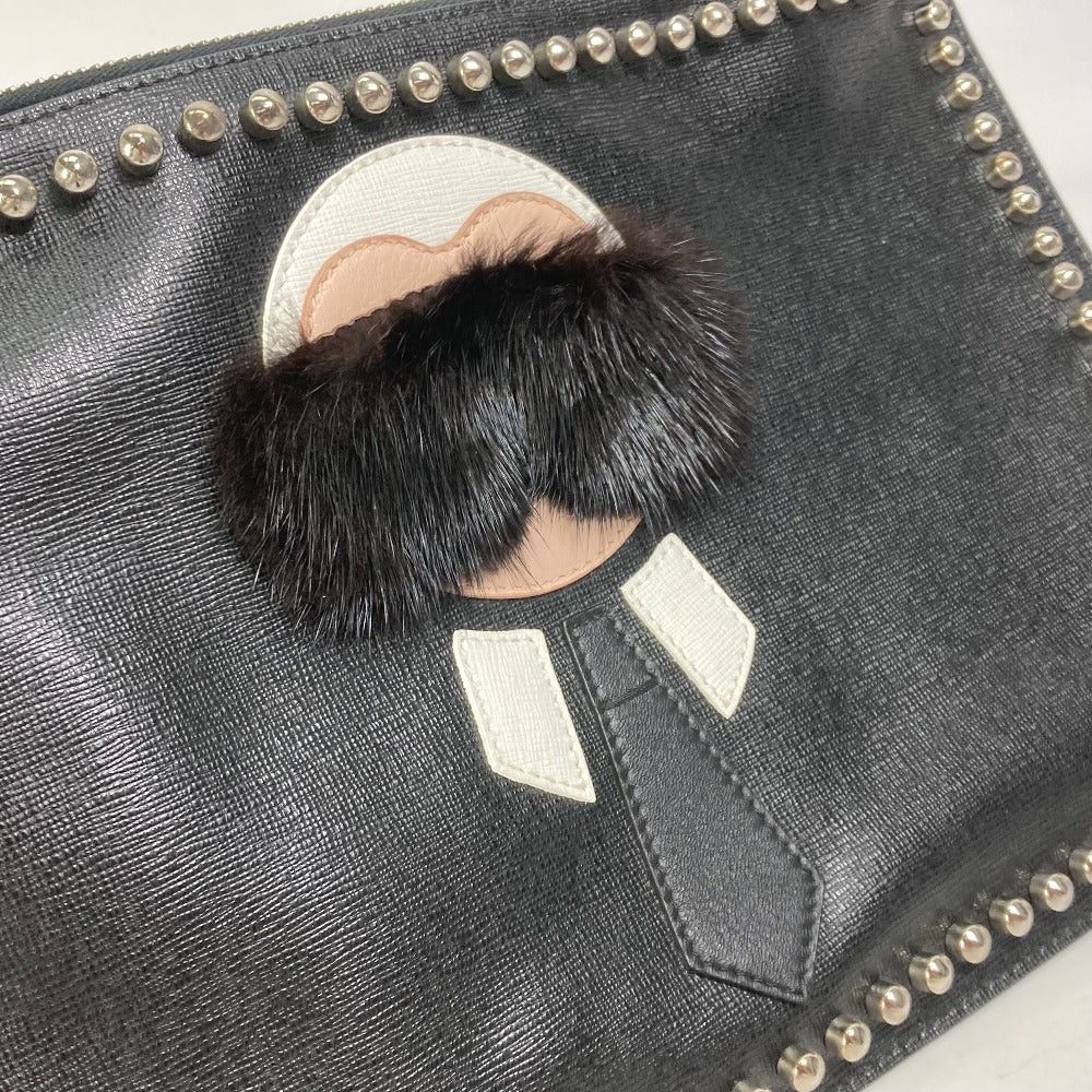 Fendi Fendi Studs Pouch Karl Lagerfeld Carlito Briefcase Clutch Bag Leather Men Black Size ONE SIZE - 8 Thumbnail