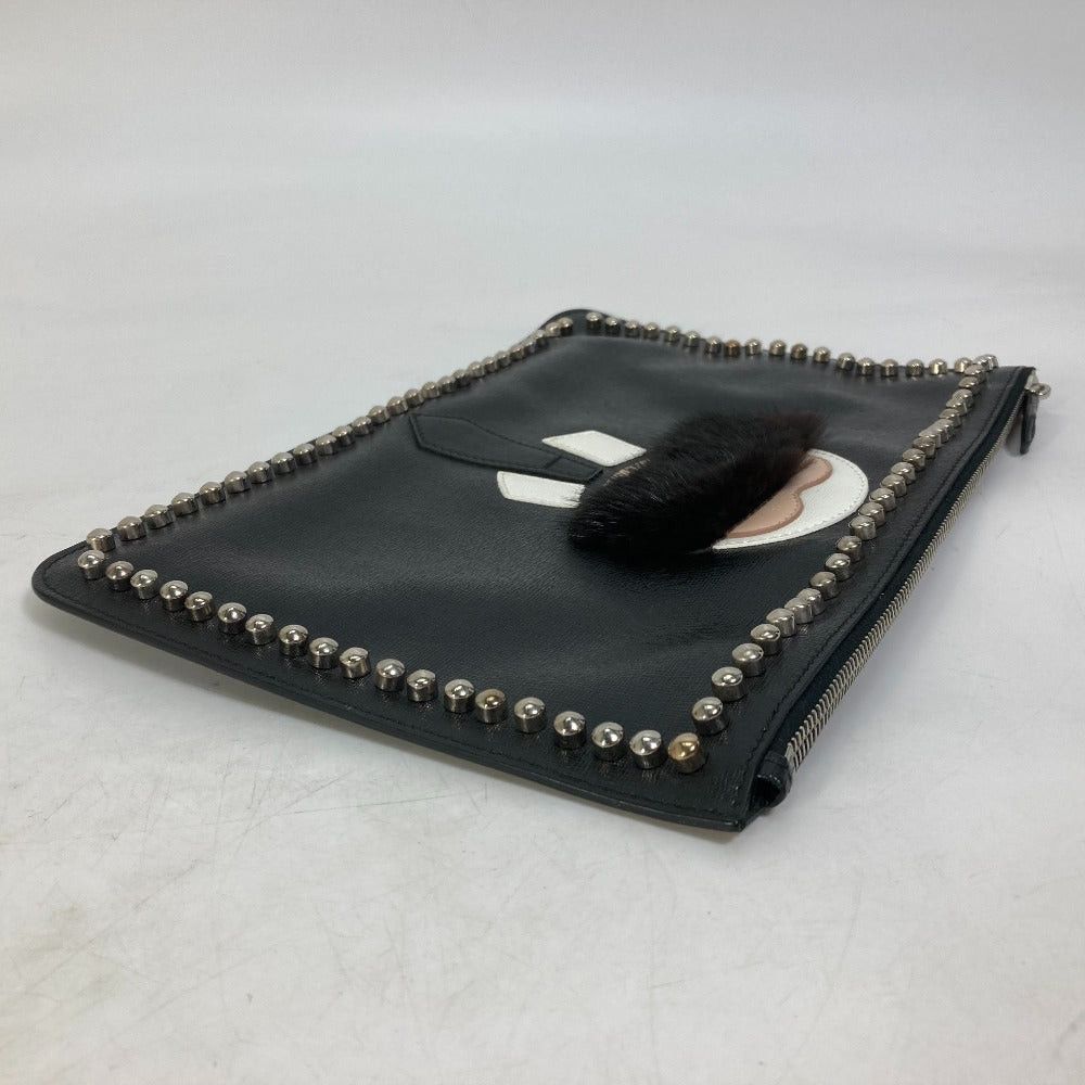 Fendi Fendi Studs Pouch Karl Lagerfeld Carlito Briefcase Clutch Bag Leather Men Black Size ONE SIZE - 3 Thumbnail