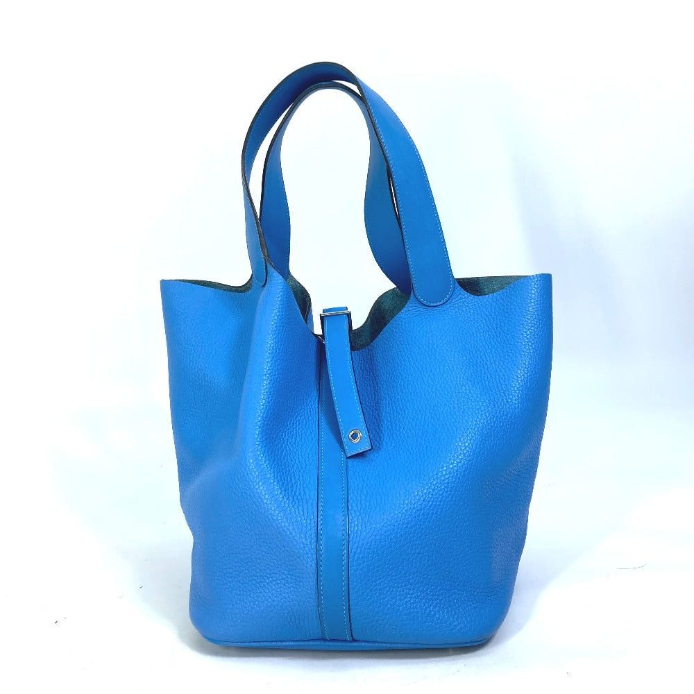 Hermes Hermes Picotin Rock Touch Gm Briefcase Tote Bag Handbag Trillon Clemence Women Blue Paradise Size ONE SIZE - 2 Thumbnail