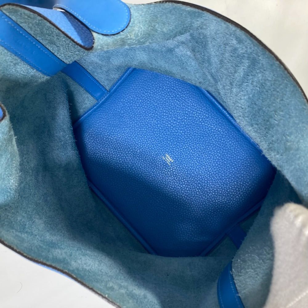 Hermes Hermes Picotin Rock Touch Gm Briefcase Tote Bag Handbag Trillon Clemence Women Blue Paradise Size ONE SIZE - 7 Thumbnail