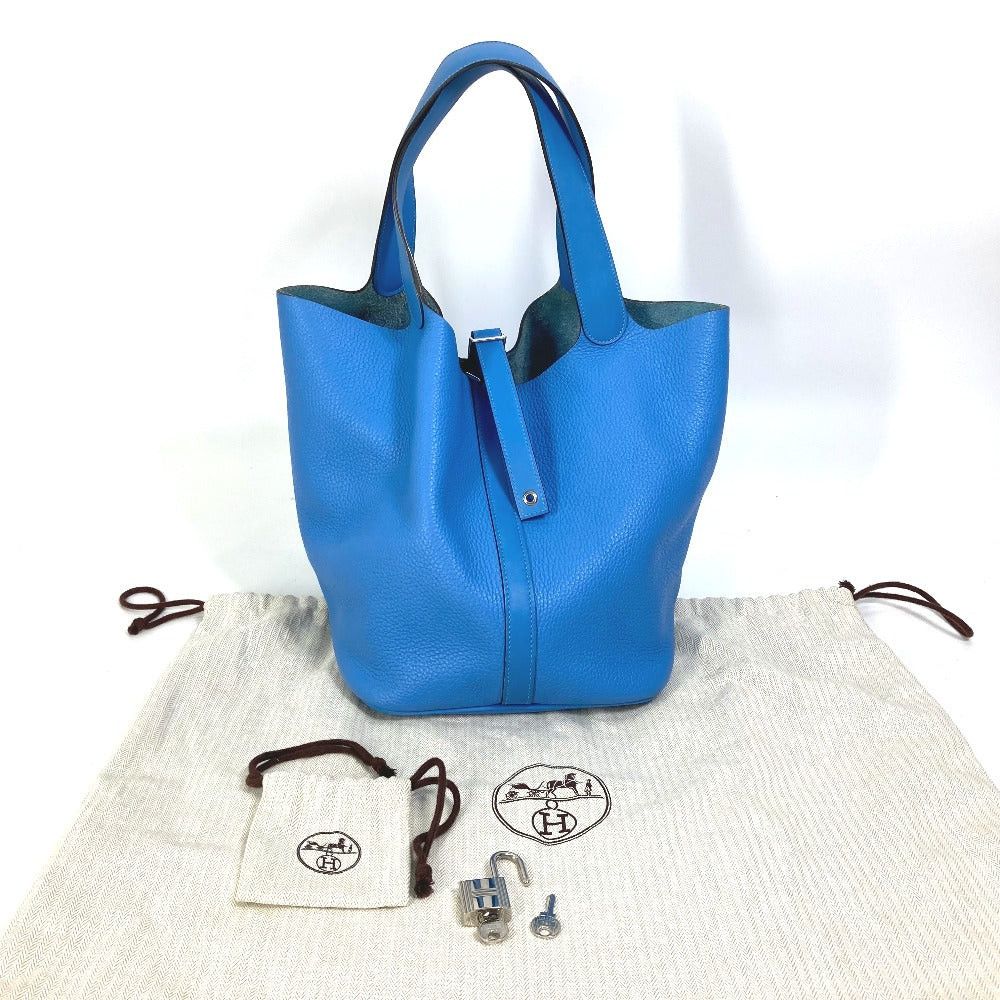 Hermes Hermes Picotin Rock Touch Gm Briefcase Tote Bag Handbag Trillon Clemence Women Blue Paradise Size ONE SIZE - 5 Thumbnail