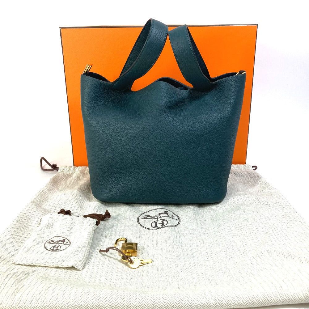 Hermes Hermes Picotin Lock Mm Briefcase Tote Bag Handbag Trillon Clemence Women Veil Suppression (Beekeeping, Apiculture) Green×Blue Size ONE SIZE - 18 Thumbnail