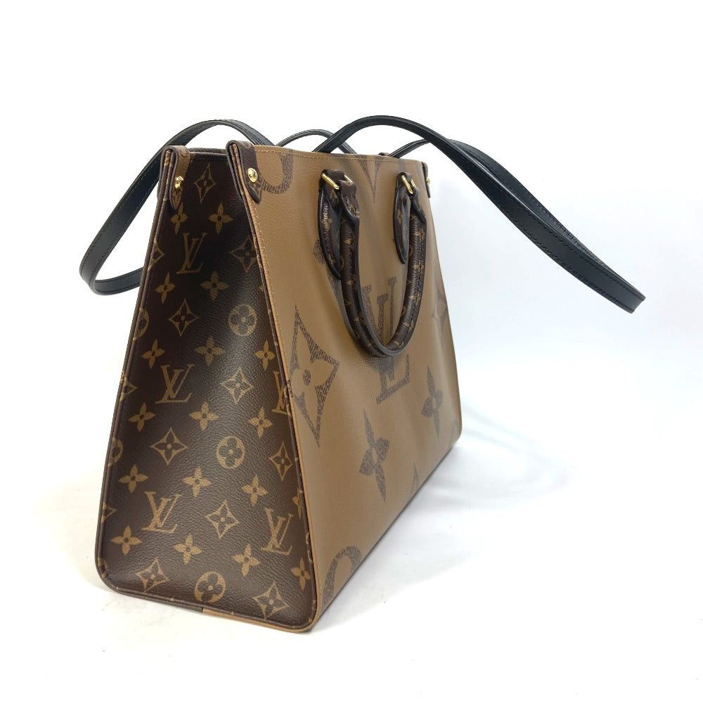 Louis Vuitton Louis Vuitton M45321 Monogram Giant On The Go Mm Briefcase Double Shoulder Bag Shawl Tote Canvas Women Brown Size ONE SIZE - 4 Thumbnail