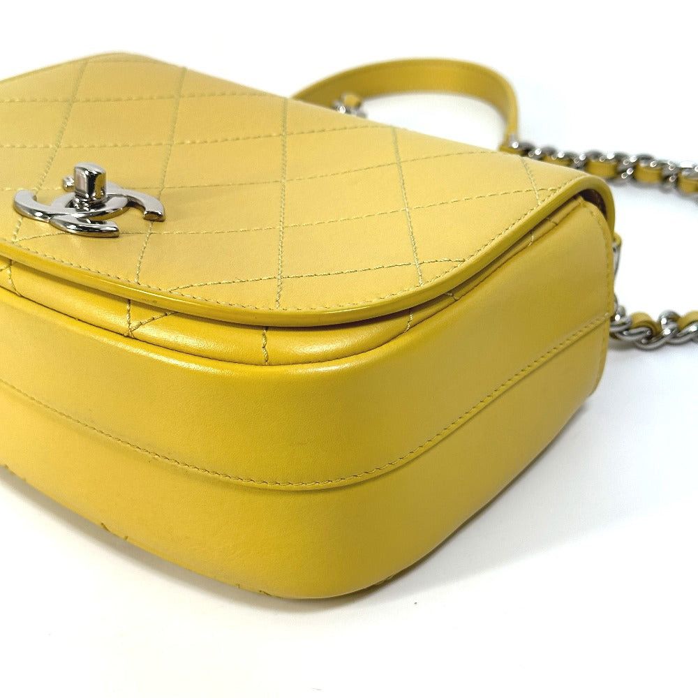 Chanel Cc Coma Mark Stitches Matelasse Chain Double Handbag Diagonal Hanging (E.G. Of A Rocket) Shoulder Bag Calfskin Women Yellowish