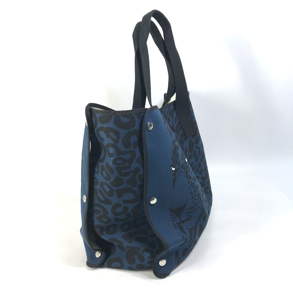 Hermes Hermes Shoulder Bag Shawl Leopard Fur Panther (Panthera Pardus) Beach Tote Canvas Women Navy Size ONE SIZE - 3 Thumbnail