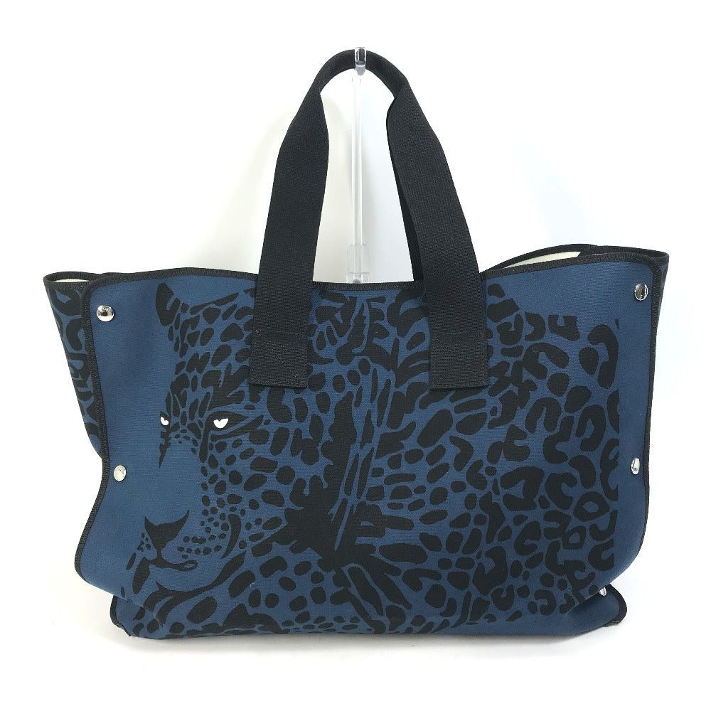 Hermes Hermes Shoulder Bag Shawl Leopard Fur Panther (Panthera Pardus) Beach Tote Canvas Women Navy Size ONE SIZE - 2 Thumbnail
