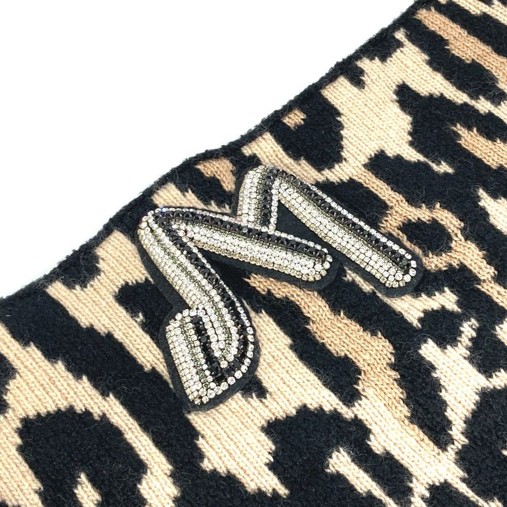 Louis Vuitton Louis Vuitton M74049 Leopard Fur Panther Print (Design) Snood Lv Leogram Sequin Scarf Wool Women Brown Size ONE SIZE - 3 Thumbnail