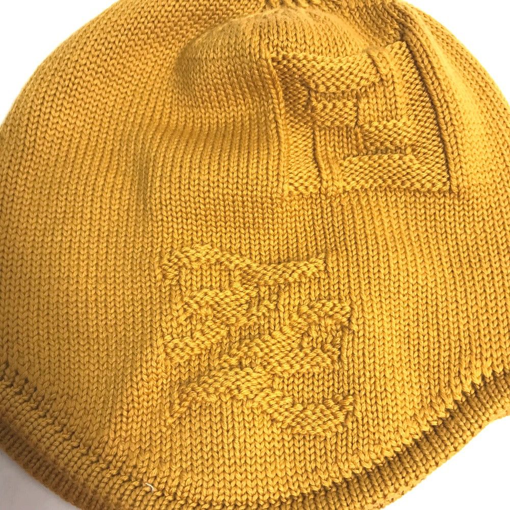 Fendi Fendi Fxq056 Logo Beanie Chapeau Knitted Hat Knit Cap Wool Women Yellow Size ONE SIZE - 2 Thumbnail