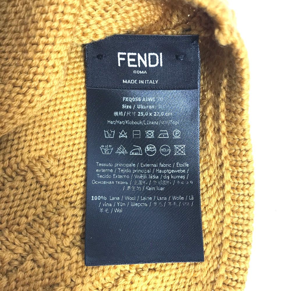 Fendi Fendi Fxq056 Logo Beanie Chapeau Knitted Hat Knit Cap Wool Women Yellow Size ONE SIZE - 5 Thumbnail