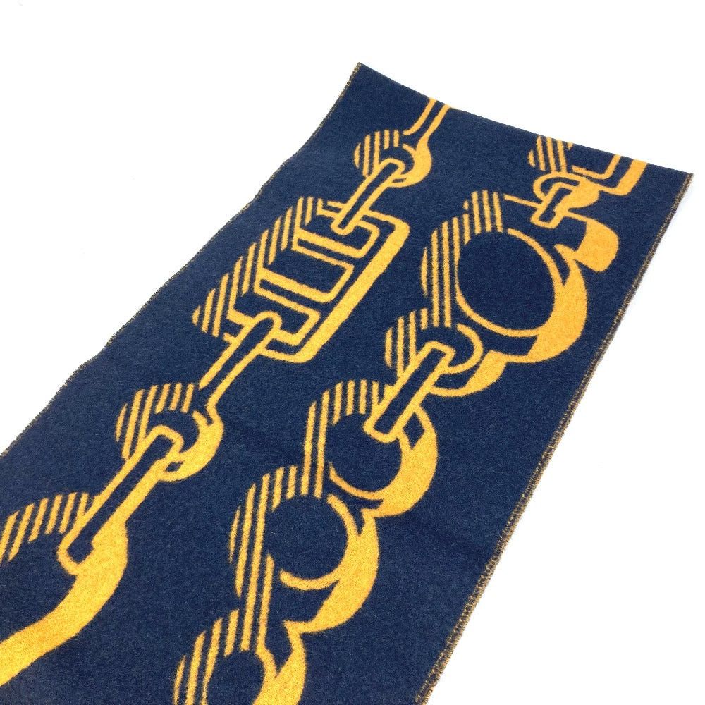 Hermes Hermes Dre. Buckle Fringe Scarf Cashmere Women Navy Size ONE SIZE - 3 Thumbnail