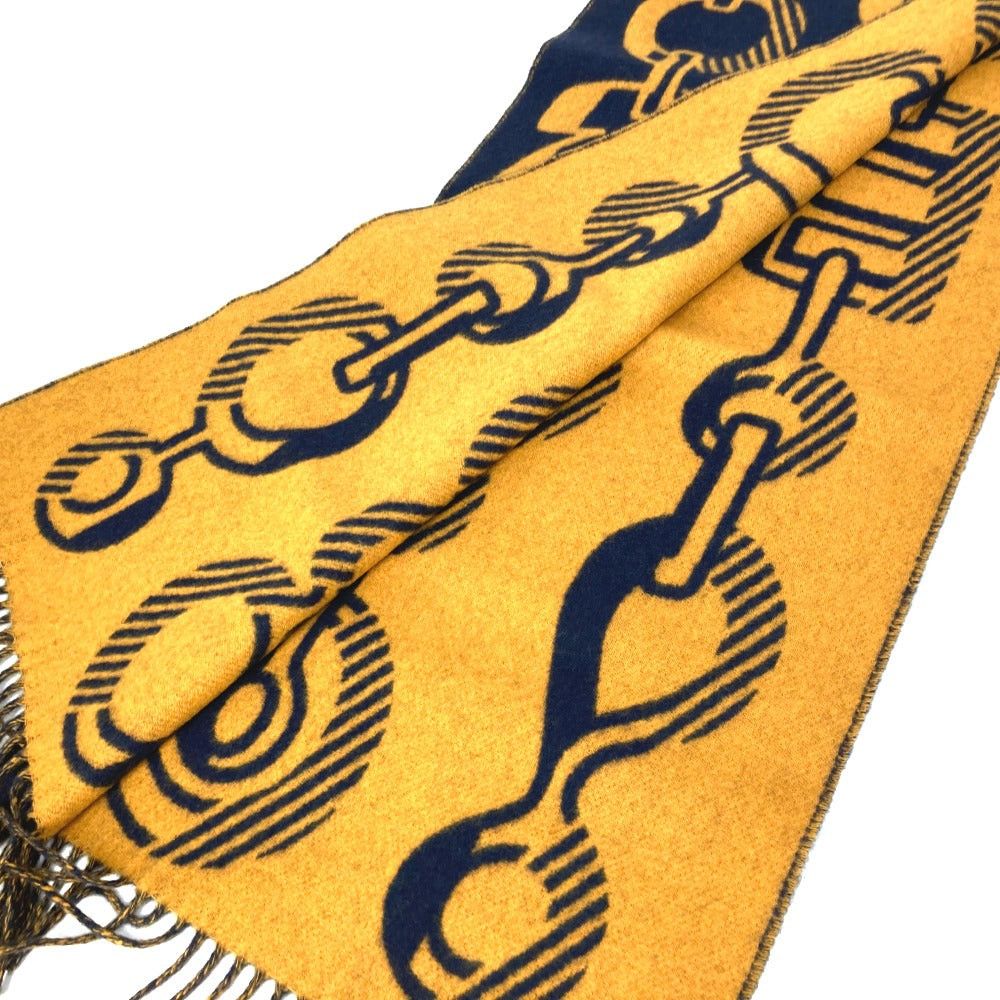 Hermes Hermes Dre. Buckle Fringe Scarf Cashmere Women Navy Size ONE SIZE - 5 Thumbnail