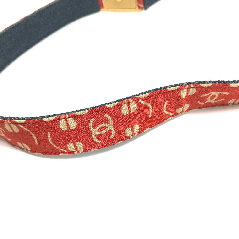 Chanel Chanel 01P Cc Coma Mark Denim Accessories Courroies Canvas Women Red Size ONE SIZE - 4 Thumbnail