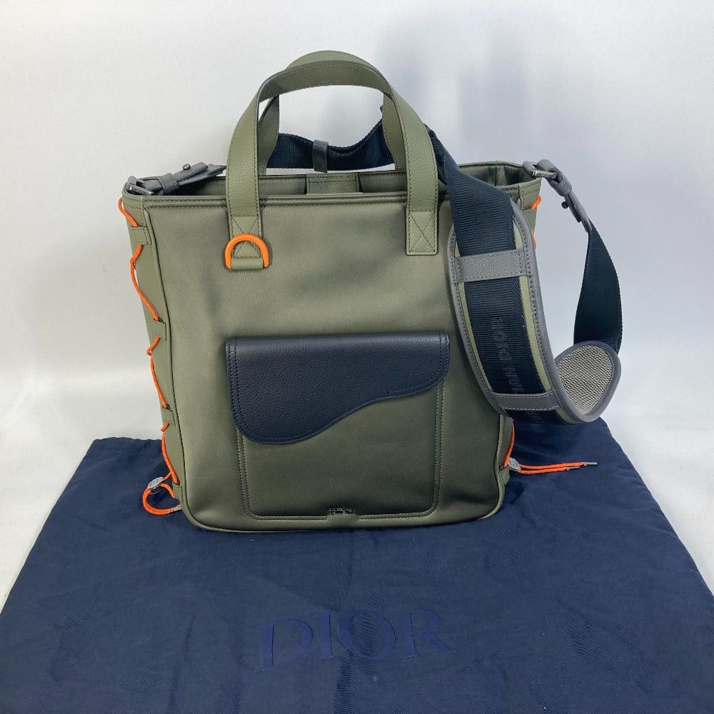Dior Dior 1Adsh198Usf Sacai Sakai Collaboration Saddle Double Shoulder Bag Briefcase Shawl Tote Nylon Men Khaki Size ONE SIZE - 5 Thumbnail