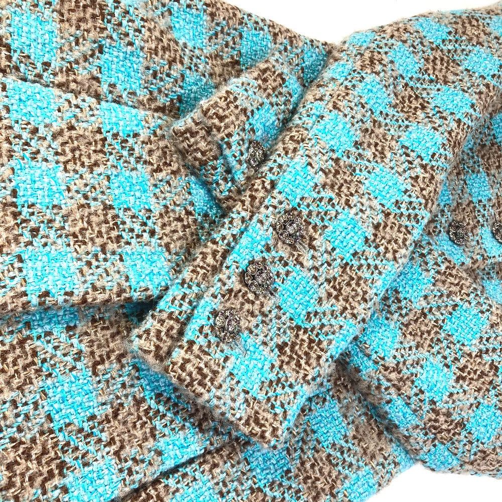 Chanel Chanel P73646 Coma Mark Cc Bijoux Rhinestone Button Mixed Tweed 22K Apparel (Clothing) Long Coat Wool Women Blue (Colour, Color) Size XS / US 0-2 / IT 36-38 - 6 Thumbnail