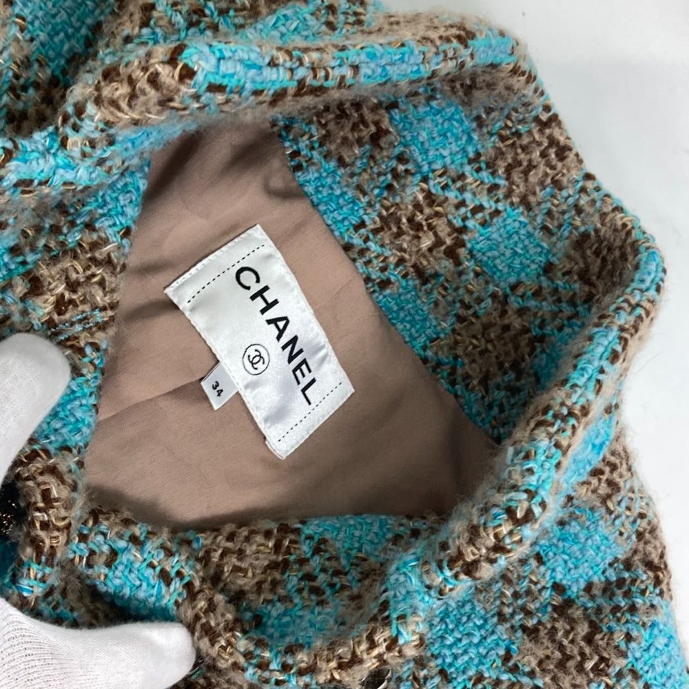 Chanel Chanel P73646 Coma Mark Cc Bijoux Rhinestone Button Mixed Tweed 22K Apparel (Clothing) Long Coat Wool Women Blue (Colour, Color) Size XS / US 0-2 / IT 36-38 - 3 Thumbnail