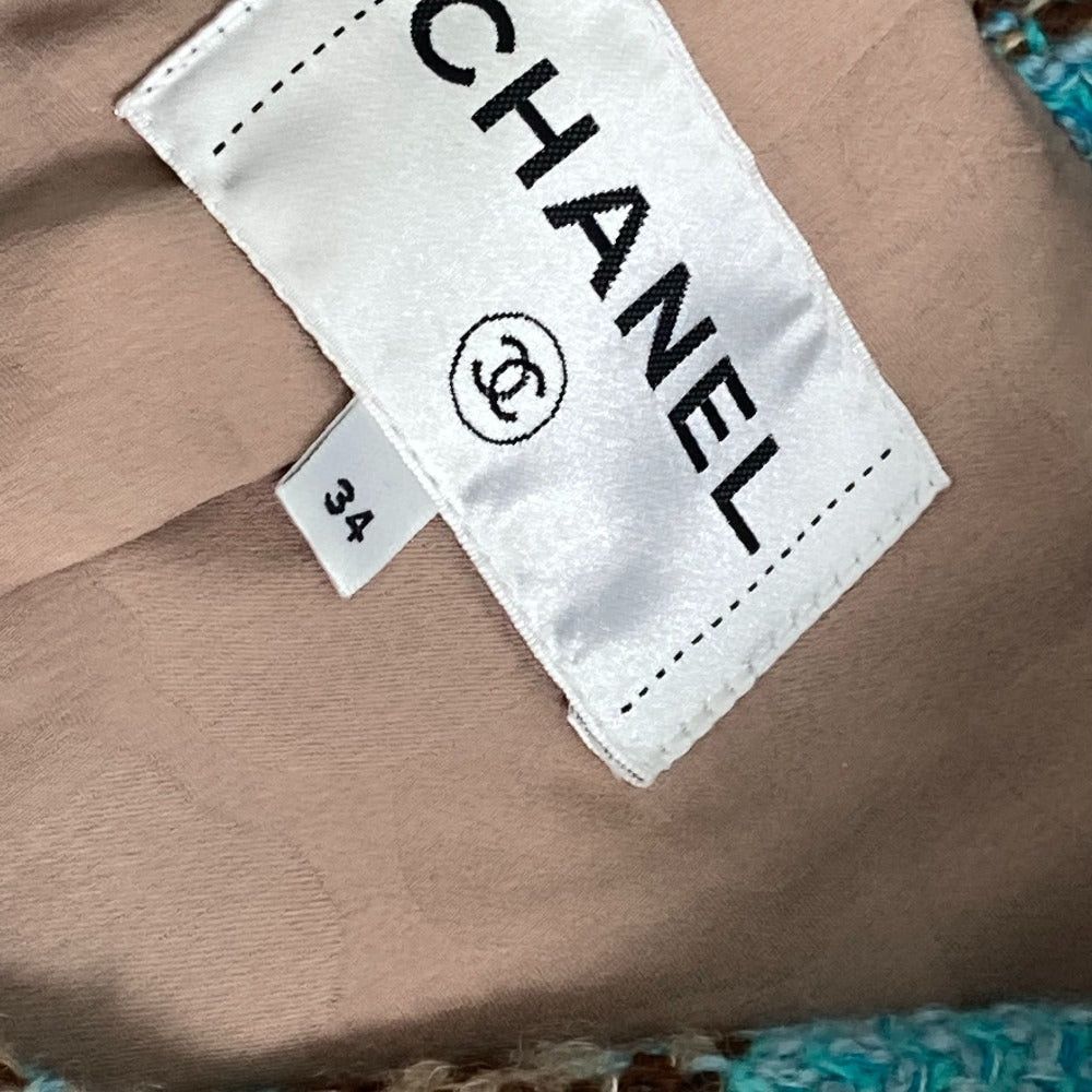 Chanel Chanel P73646 Coma Mark Cc Bijoux Rhinestone Button Mixed Tweed 22K Apparel (Clothing) Long Coat Wool Women Blue (Colour, Color) Size XS / US 0-2 / IT 36-38 - 4 Thumbnail