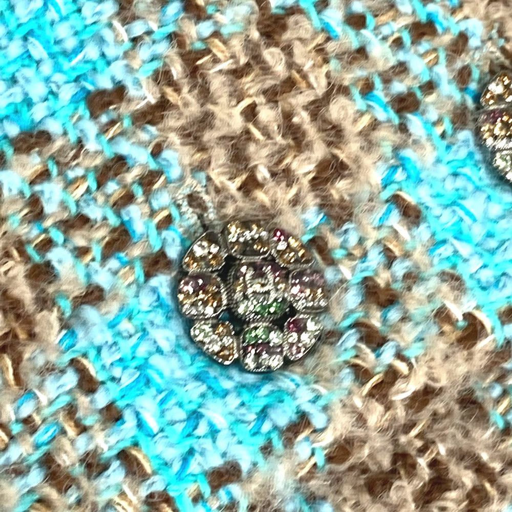 Chanel Chanel P73646 Coma Mark Cc Bijoux Rhinestone Button Mixed Tweed 22K Apparel (Clothing) Long Coat Wool Women Blue (Colour, Color) Size XS / US 0-2 / IT 36-38 - 5 Thumbnail