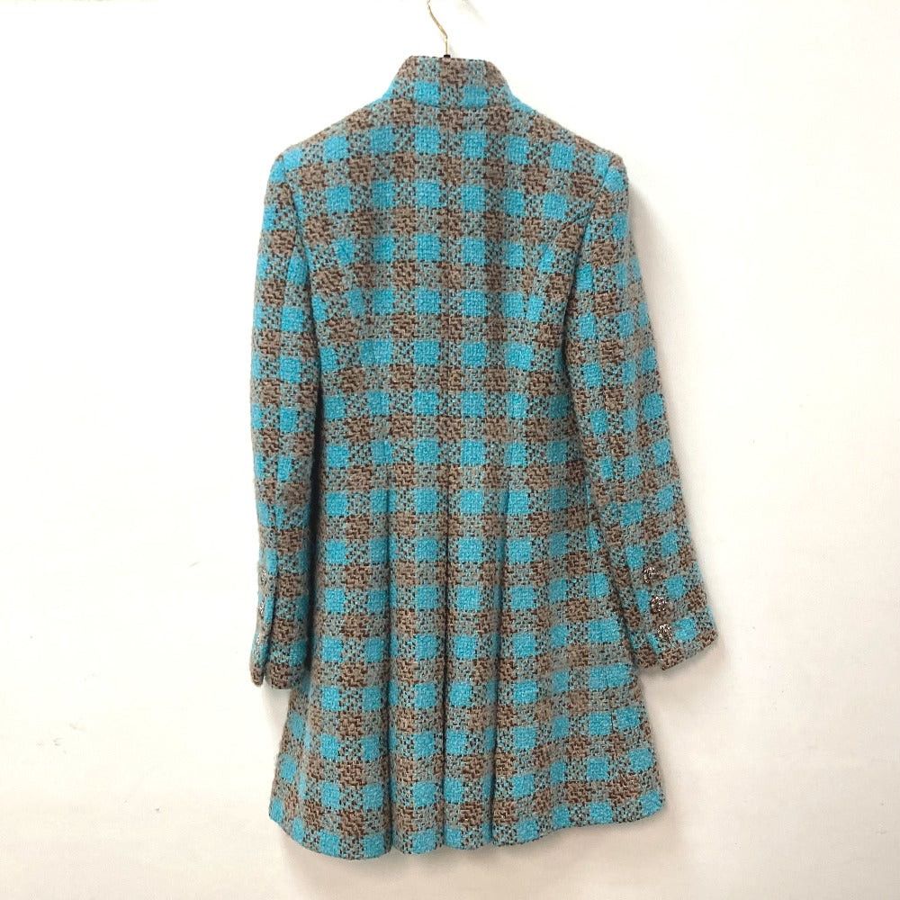 Chanel Chanel P73646 Coma Mark Cc Bijoux Rhinestone Button Mixed Tweed 22K Apparel (Clothing) Long Coat Wool Women Blue (Colour, Color) Size XS / US 0-2 / IT 36-38 - 2 Thumbnail