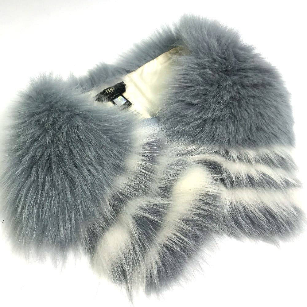 Fendi Fendi Fng426 Fur With Fastening Hook Tippet Snood Scarf Women Blue Size ONE SIZE - 2 Thumbnail